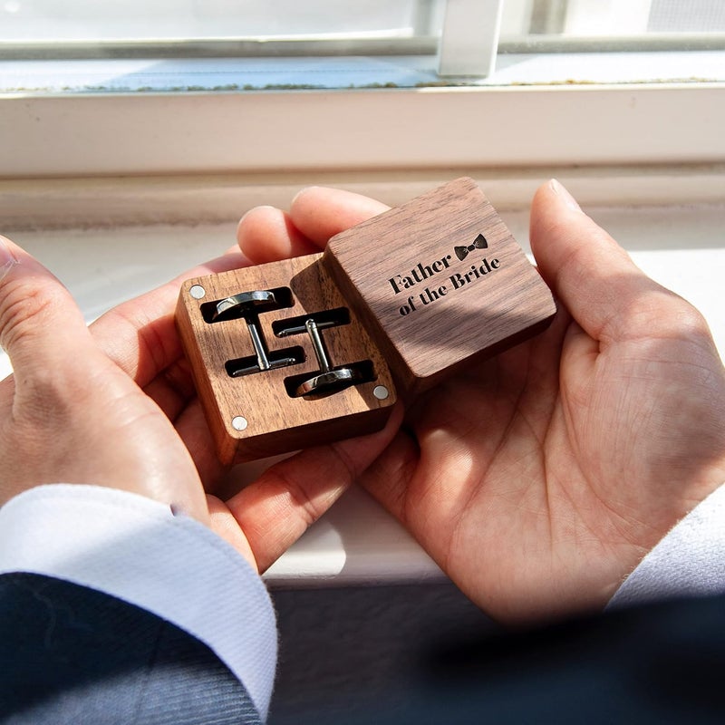 MUUJEE Cufflinks with Engraved Wood Gift Box - Image 4